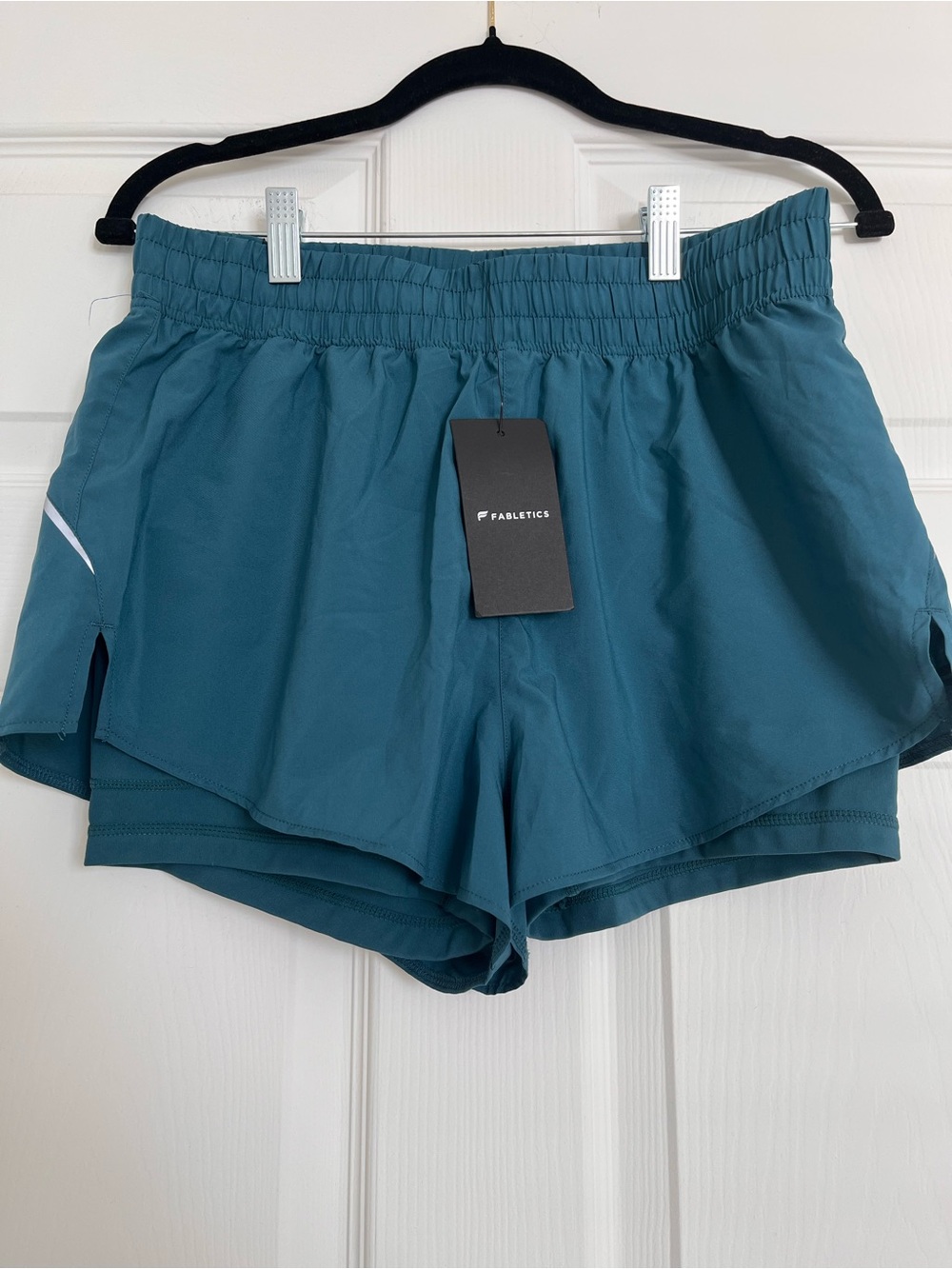 Fabletics Teal Athletic Shorts with Built-In Liner